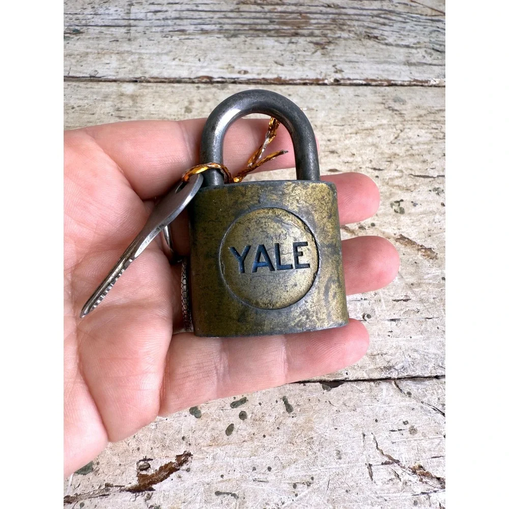 Vintage Yale Brass Padlock with Key Antique Industrial Security Lock 3 Inch - Picture 3 of 6